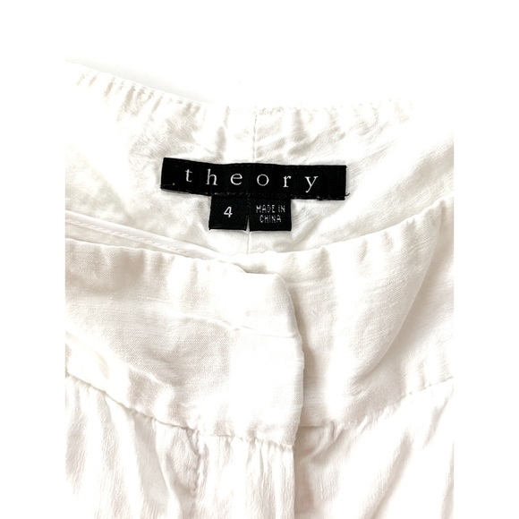 Theory Cuffed Loose Fit Linen Blend White Shorts Size 4 - Picture 3 of 12